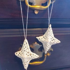 ⭐LAST DAY⭐ 2 Vintage Crochet Starched Star Country Christmas Ornament